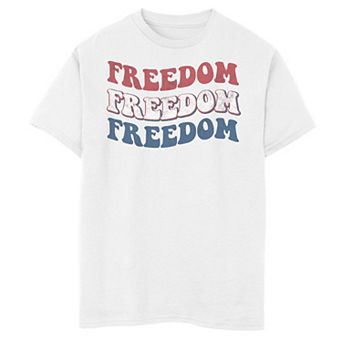 Boys 8-20 Freedom Red White And Blue Word Stack Graphic Tee