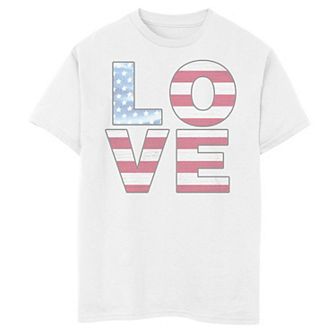 Boys 8-20 Americana Love American Flag Text Graphic Tee