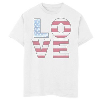 Boys 8-20 Americana Love American Flag Text Graphic Tee