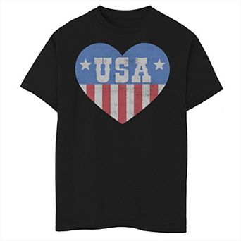 Boys 8-20 Americana Heart Red White and Blue USA Graphic Tee