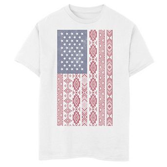 Boys 8-20 Americana Native American Inspired Flag Red White Blue Graphic Tee