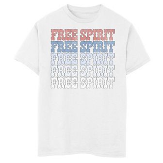Boys 8-20 Americana Free Spirit Red White and Blue Text Graphic Tee