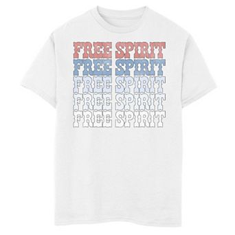 Boys 8-20 Americana Free Spirit Red White and Blue Text Graphic Tee