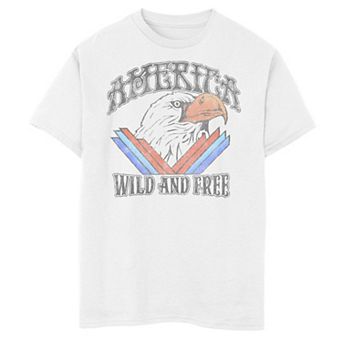 Boys 8-20 Americana Wild and Free Bald Eagle America Graphic Tee