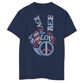 Boys 8-20 Americana USA Free Love Peace Sign Graphic Tee