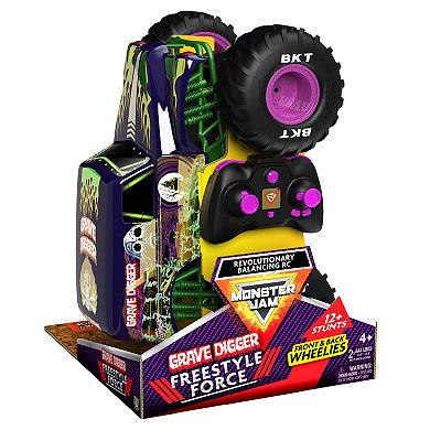Monster Jam Official Grave Digger Freestyle Force Remote Control Car Monster Truck Toy