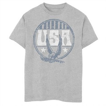 Boys 8-20 Americana Vintage USA Eagle Stars and Stripes Circle Graphic Tee