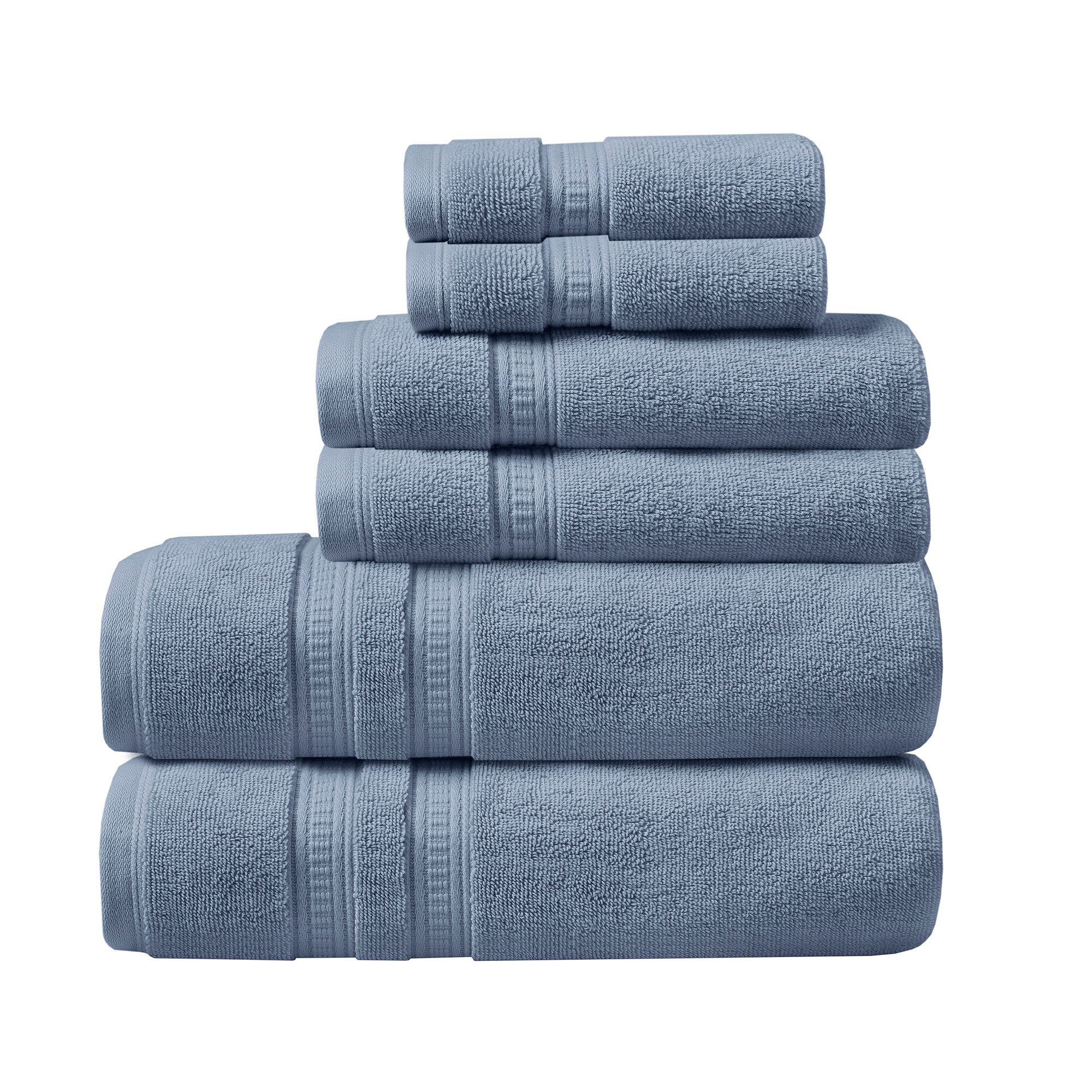 Beautyrest Plume 6-Piece Cotton Antimicrobial Bath Towel Set, Blue