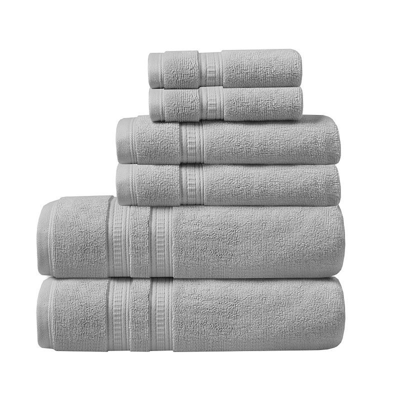 Beautyrest Plume 750 Gsm 6-Piece Cotton Antimicrobial Towel Set, Grey, 6 Pc