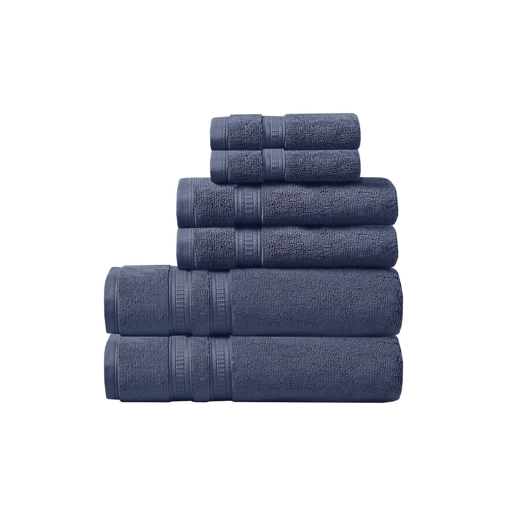 Beautyrest Plume 6-Piece Cotton Antimicrobial Bath Towel Set, Blue