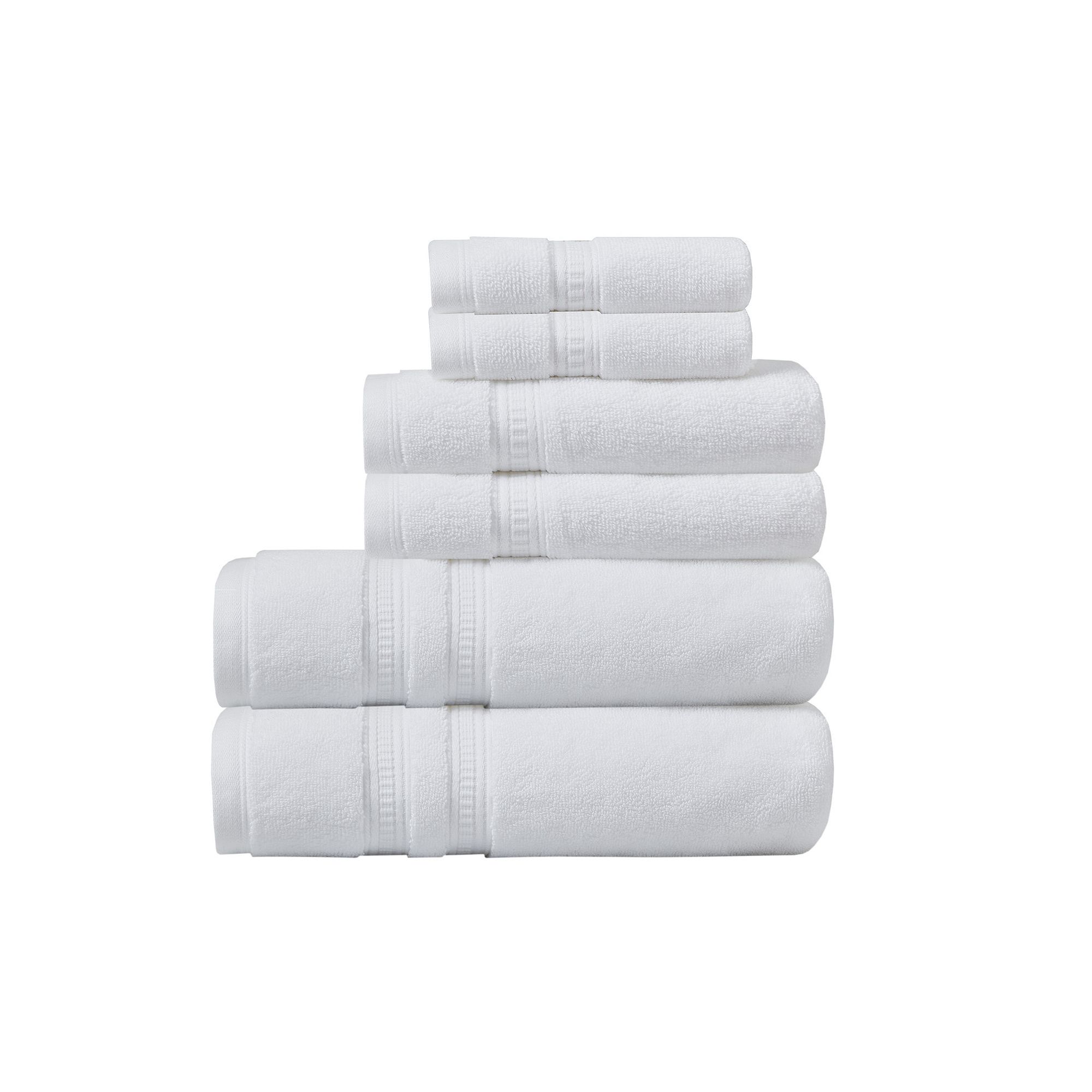 Beautyrest Plume 6-Piece Cotton Antimicrobial Bath Towel Set, White