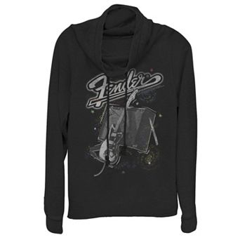 Juniors' Fender In Space Cowlneck Graphic Lightweight Long Sleeve