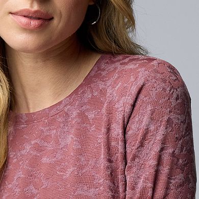 Petite Simply Vera Vera Wang Textured Long Sleeve Tee