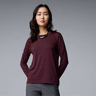 Petite Simply Vera Vera Wang Textured Long Sleeve Tee