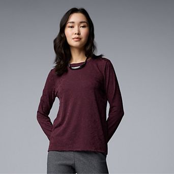 Petite Simply Vera Vera Wang Textured Long Sleeve Tee