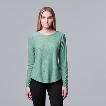 Petite Simply Vera Vera Wang Textured Long Sleeve Tee