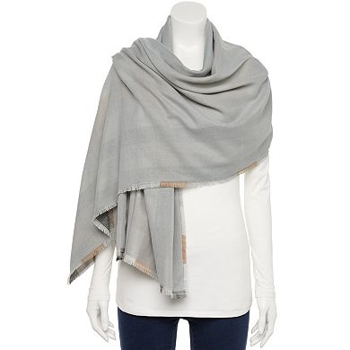 Women's Sonoma Goods For Life® Mod Plaid & Solid Reversible Wrap Scarf