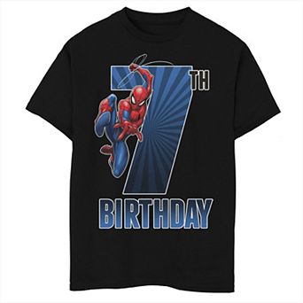 Boys 8-20 Marvel Spider-Man Swinging 7th Birthday Graphic Tee
