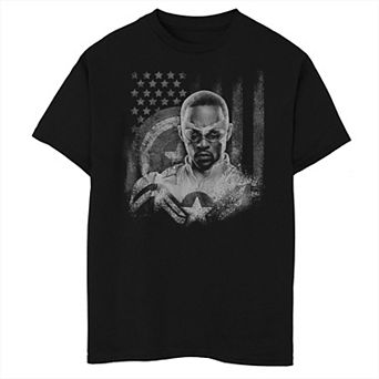 Boys 8-20 Marvel: Falcon & The Winter Soldier Greyscale Portrait Graphic Tee