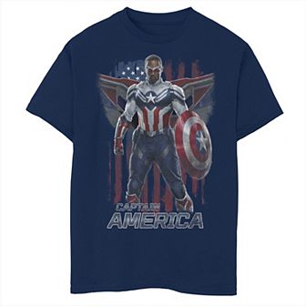 Boys 8-20 Marvel: Falcon & The Winter Soldier Captain America Flag Portrait Graphic Tee