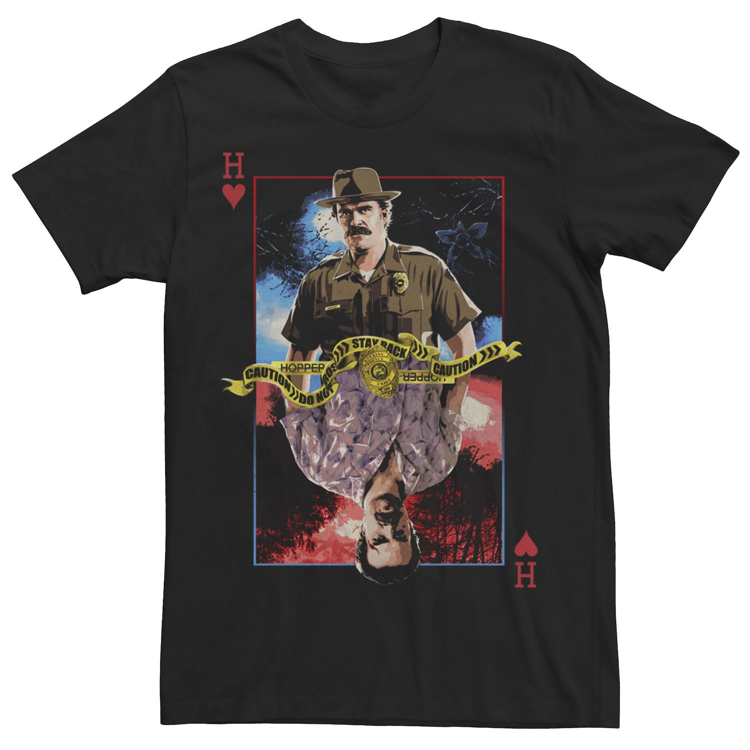 Image for Licensed Character Men's Netflix Stranger Things Hopper Playing Card Upside Down Tee at Kohl's.