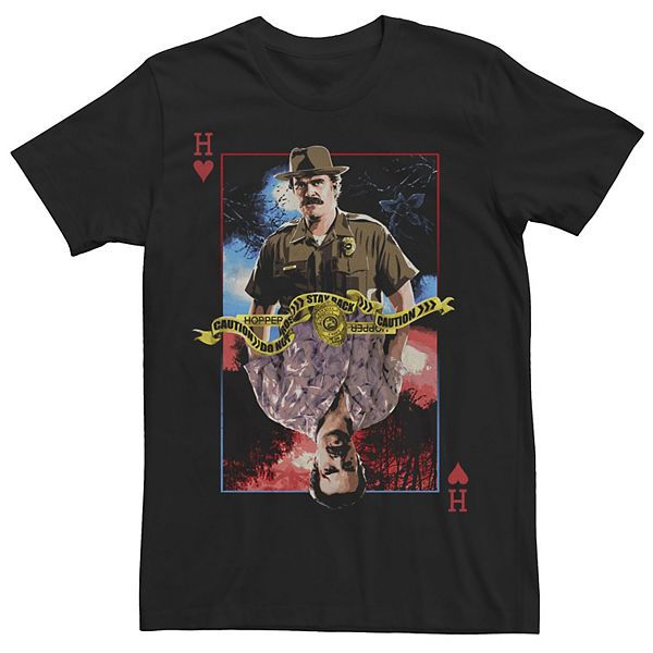 Men's Netflix Stranger Things Hopper Playing Card Upside Down Tee