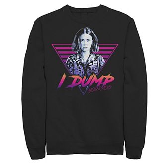 Men's Netflix Stranger Things Eleven I Dump Your Ass Portrait Sweatshirt
