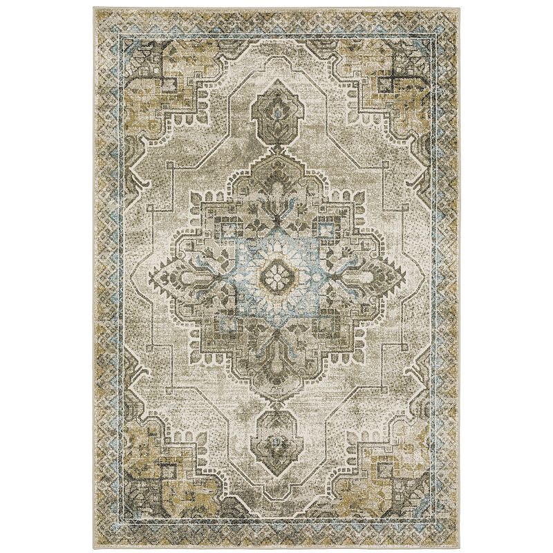 StyleHaven Valor Traditional Jewel Drop Area Rug, Grey, 5X7 Ft