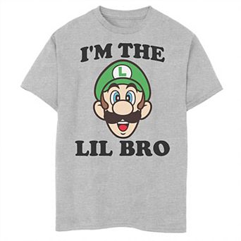 Boys 8-20 Nintendo Super Mario Luigi I'm The Lil Bro Portrait Tee