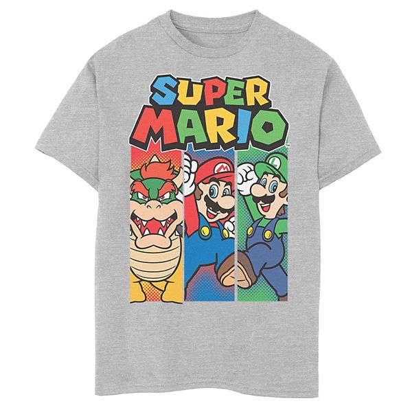 Boys 8-20 Nintendo Super Mario Colorful Character Panels Logo Tee