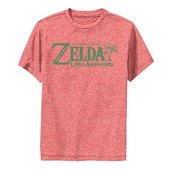 Boys 8-20 Nintendo Legend Of Zelda Links Awakening Palm Tree Green Text Logo Tee