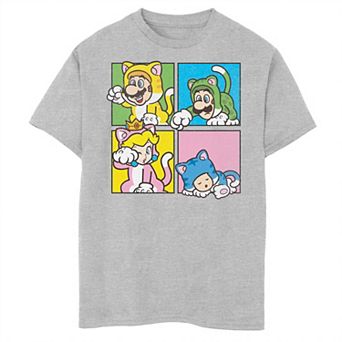 Boys 8-20 Super Mario 3D Bowser's Fury Character Panel Portraits Tee