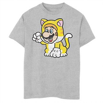 Boys 8-20 Super Marion 3D Bowser's Fury Mario Cat Portrait Tee