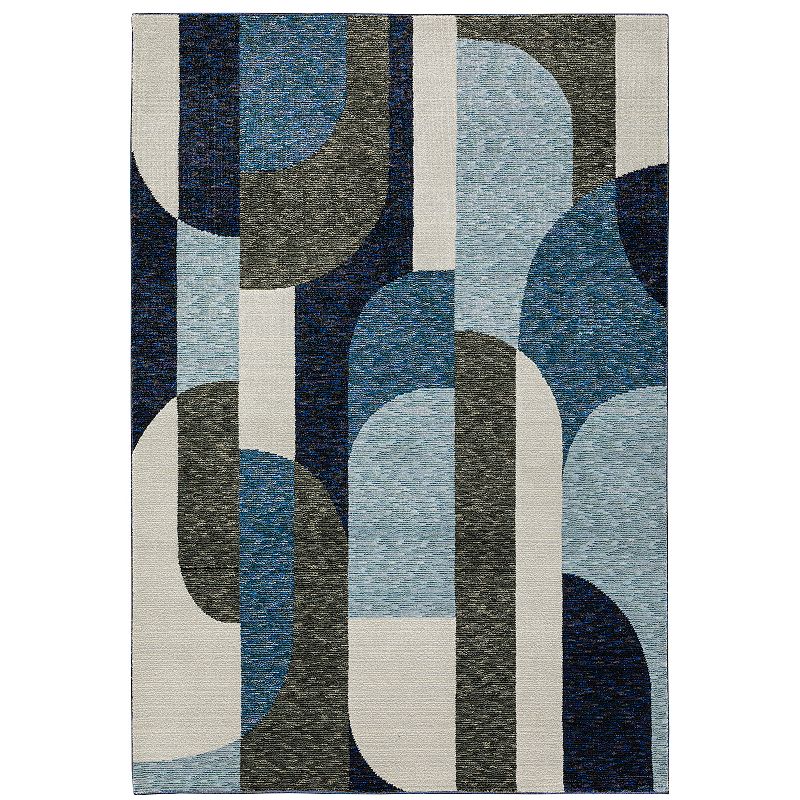 StyleHaven Sutton Contemporary Geo Oval Rug, Blue, 8.5X11.5Ft