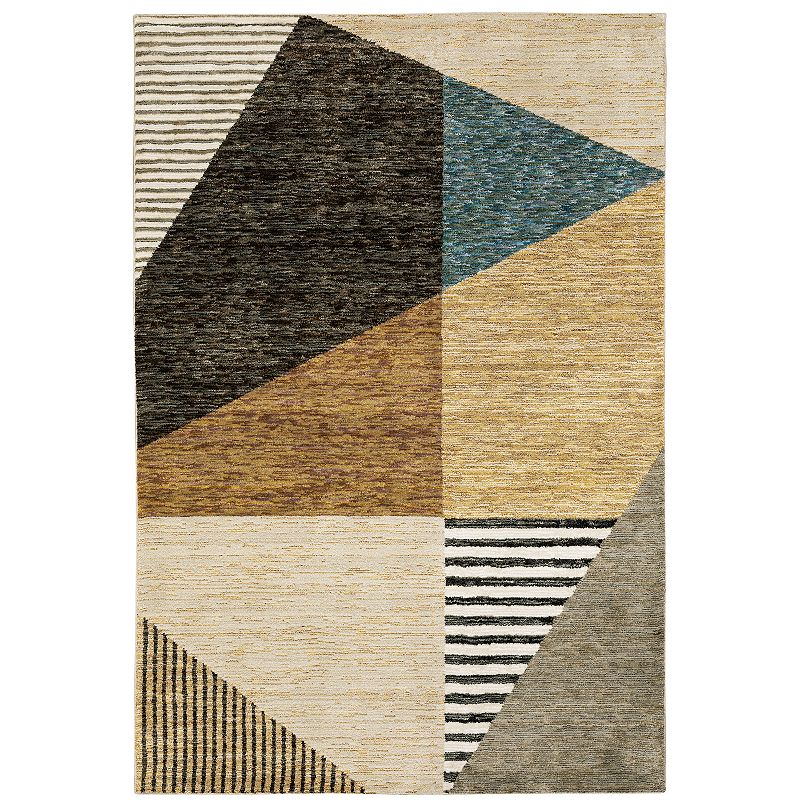 StyleHaven Sutton Contemporary Geo Triangle Rug, Yellow, 8.5X11.5Ft