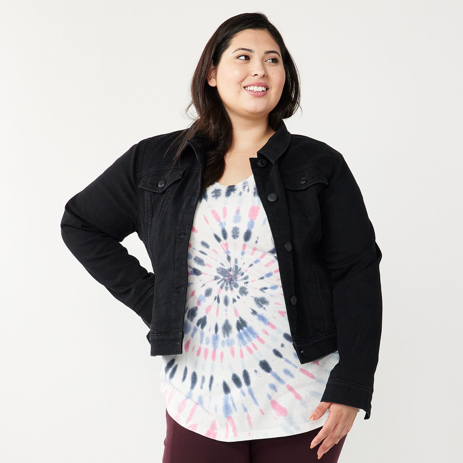black denim plus size jacket