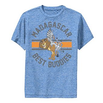 Boys 8-20 Madagascar Alex And Marty Best Buddies Striped Text Poster Graphic Tee
