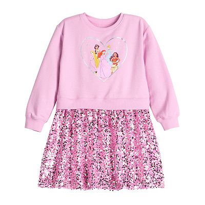 Girls 4-12 Jumping Beans Disney Princesses Belle, Ariel, Cinderella &  Moana Sequin Sweatshirt Dress