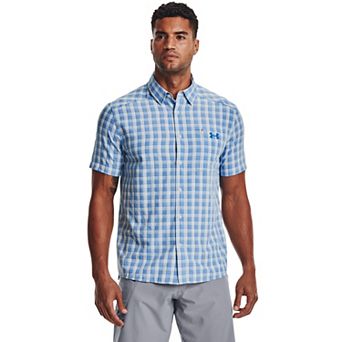 Men's Under Armour UPF 30 Drift Tide 2.0 Plaid Performance Short Sleeve Button-Down Shirt