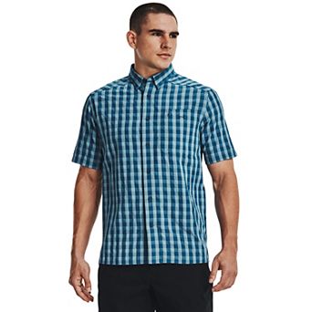Men's Under Armour UPF 30 Drift Tide 2.0 Plaid Performance Short Sleeve Button-Down Shirt