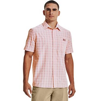 Men's Under Armour UPF 30 Drift Tide 2.0 Plaid Performance Short Sleeve Button-Down Shirt