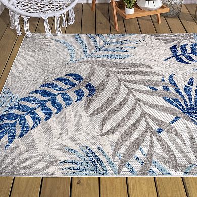 JONATHAN Y Tropic Palm Leaves Indoor Outdoor Rug