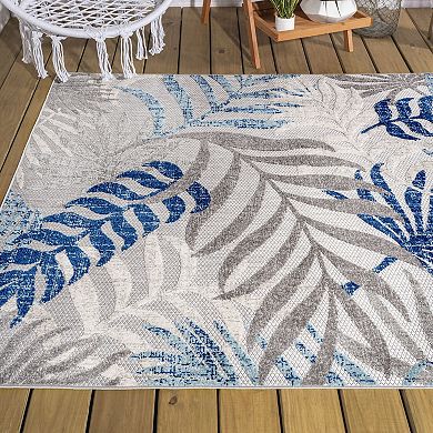 JONATHAN Y Tropic Palm Leaves Indoor Outdoor Rug