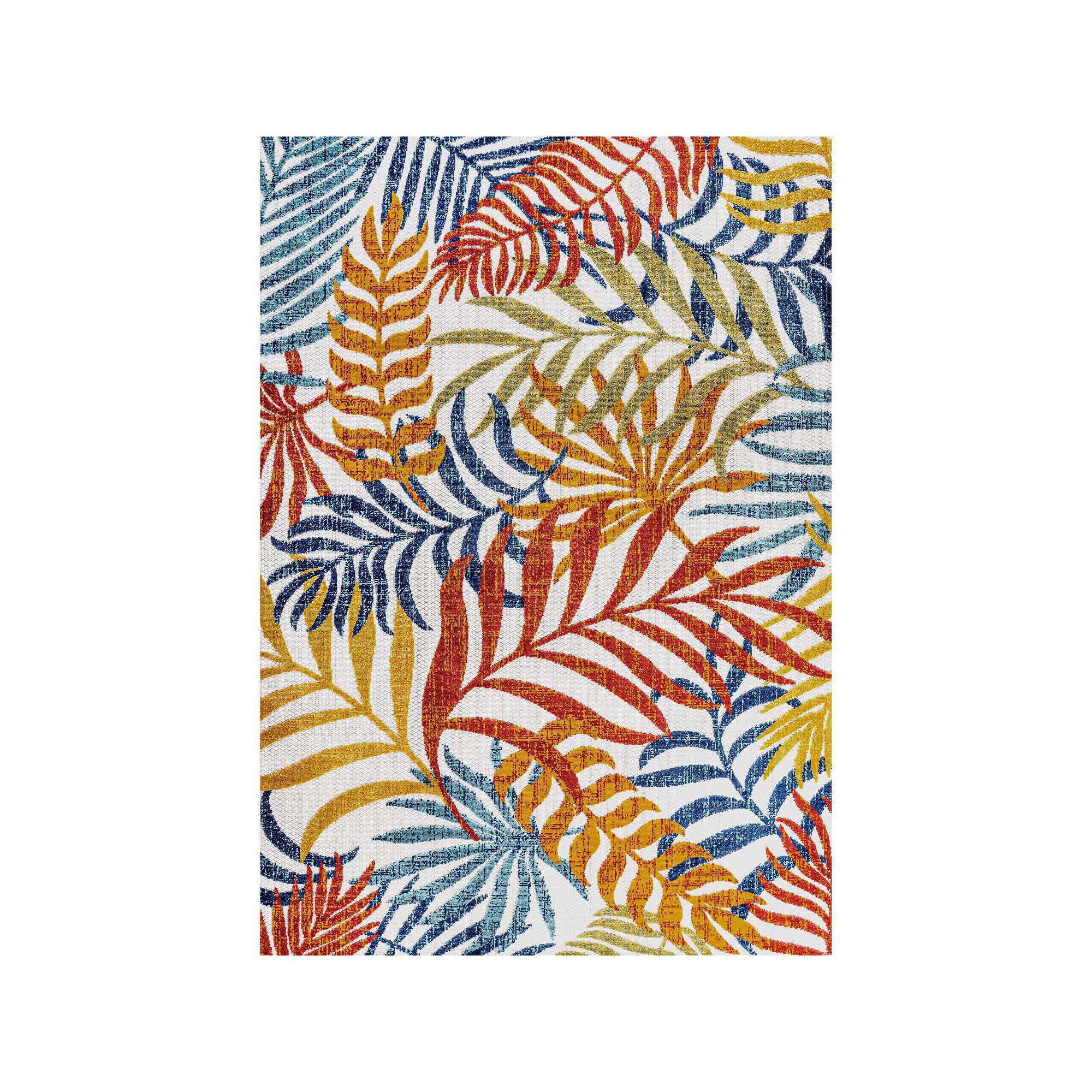 JONATHAN Y Tropic Palm Leaves Indoor Outdoor Rug, Cream Orange
