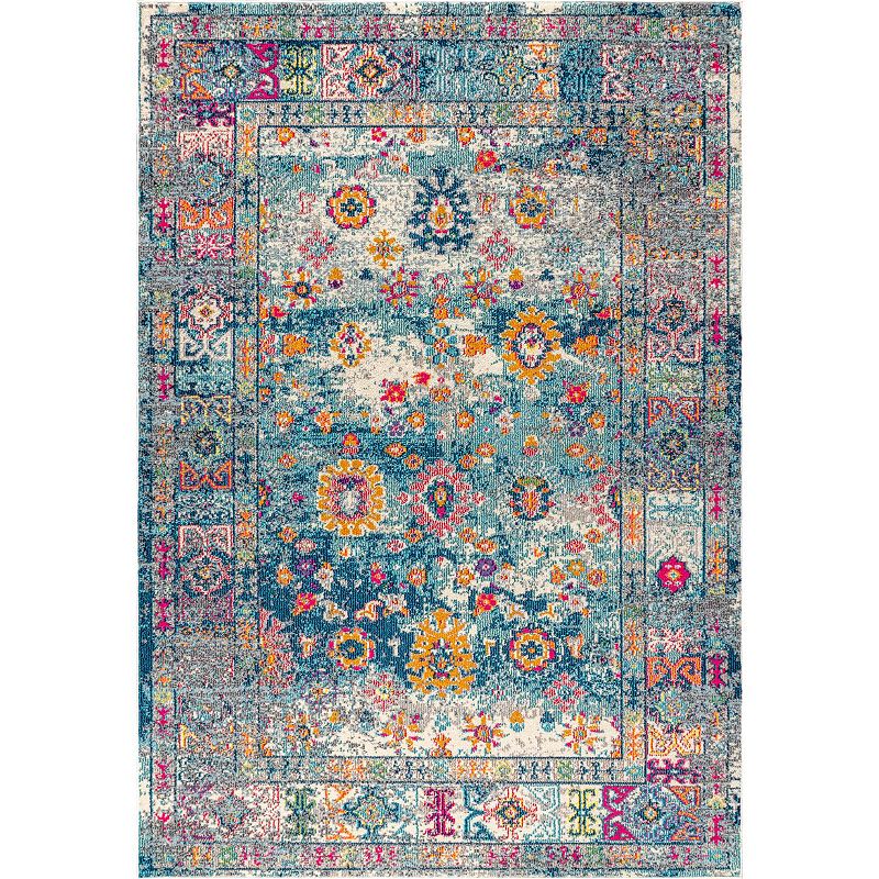 JONATHAN Y Bohemian Flair Boho Vintage Medallion Rug, Blue, 8X10 Ft