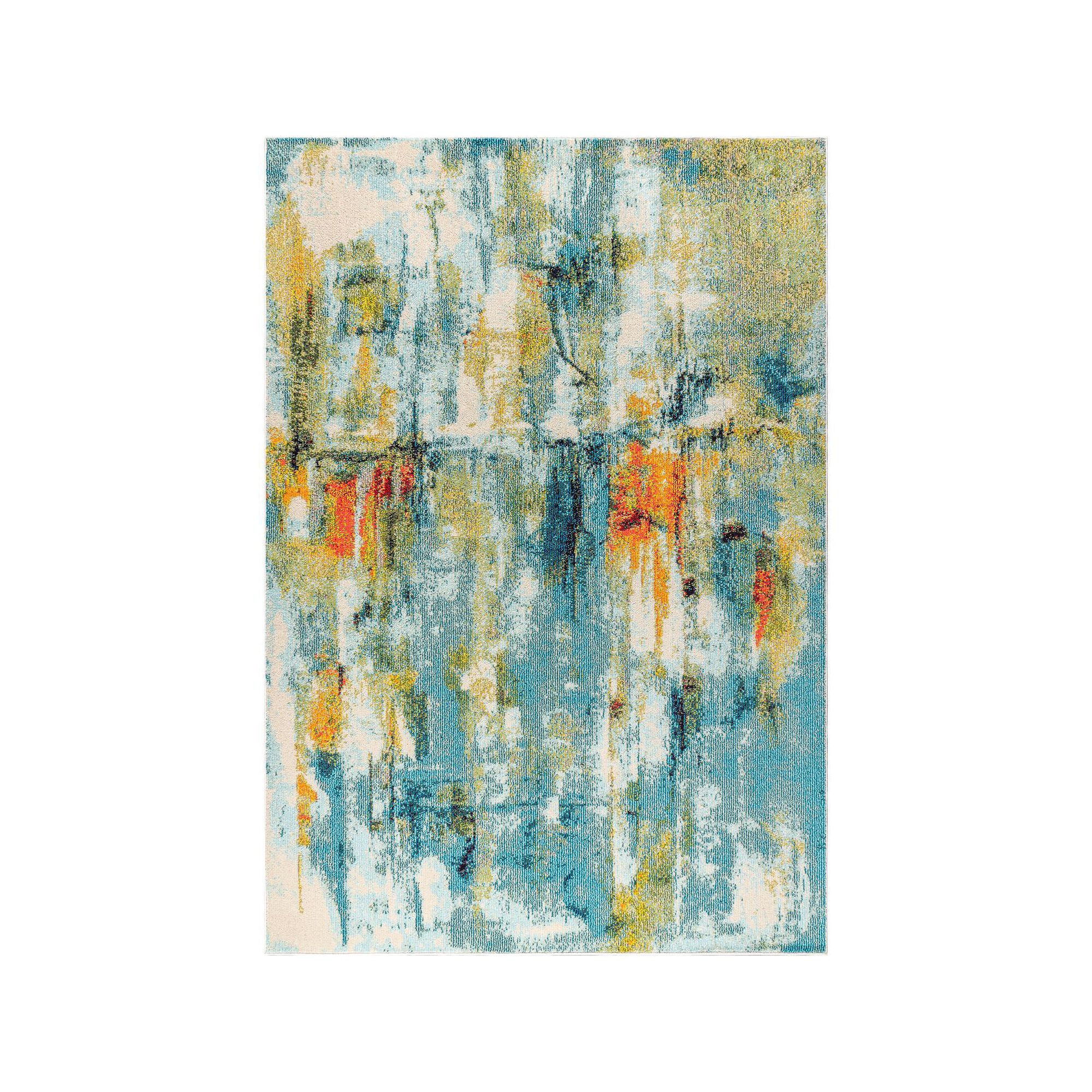 JONATHAN Y Contemporary POP Modern Abstract Waterfall Rug, Blue Ivory