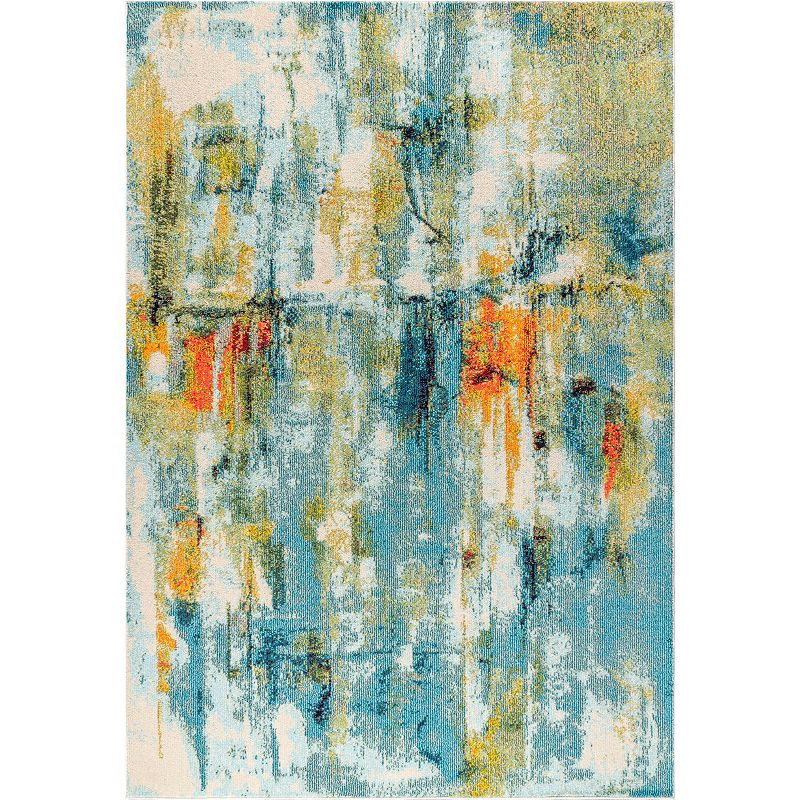 JONATHAN Y Contemporary POP Modern Abstract Waterfall Rug, Blue, 8X10 Ft