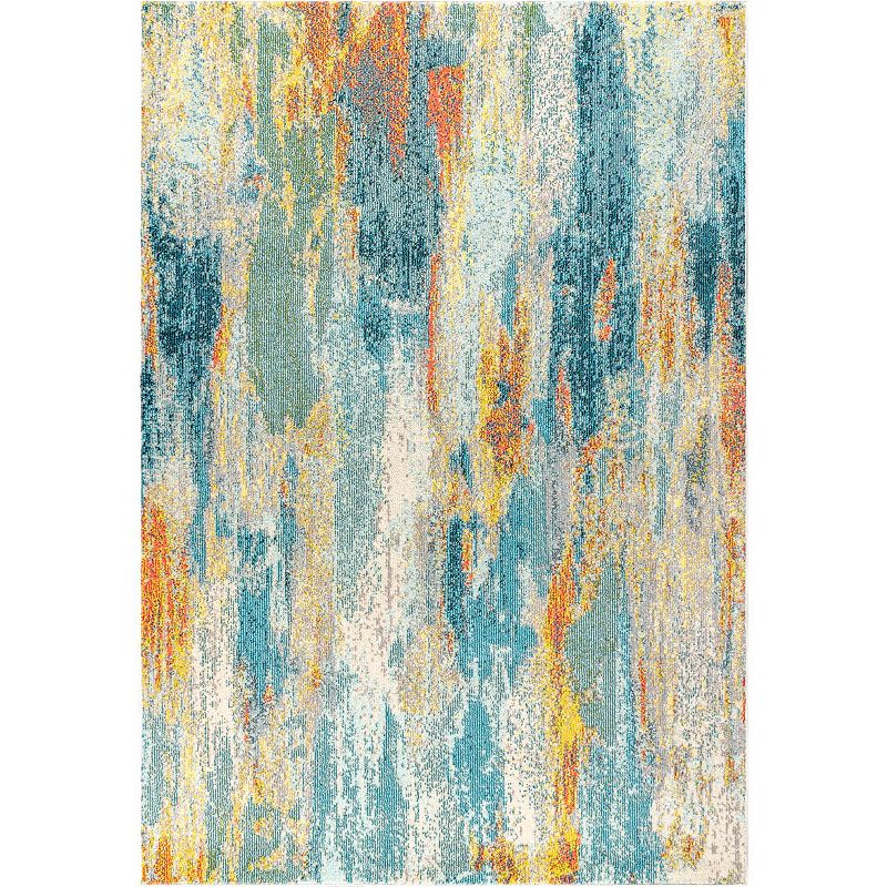 JONATHAN Y Contemporary POP Modern Abstract Vintage Waterfall Rug, Blue, 8X10 Ft