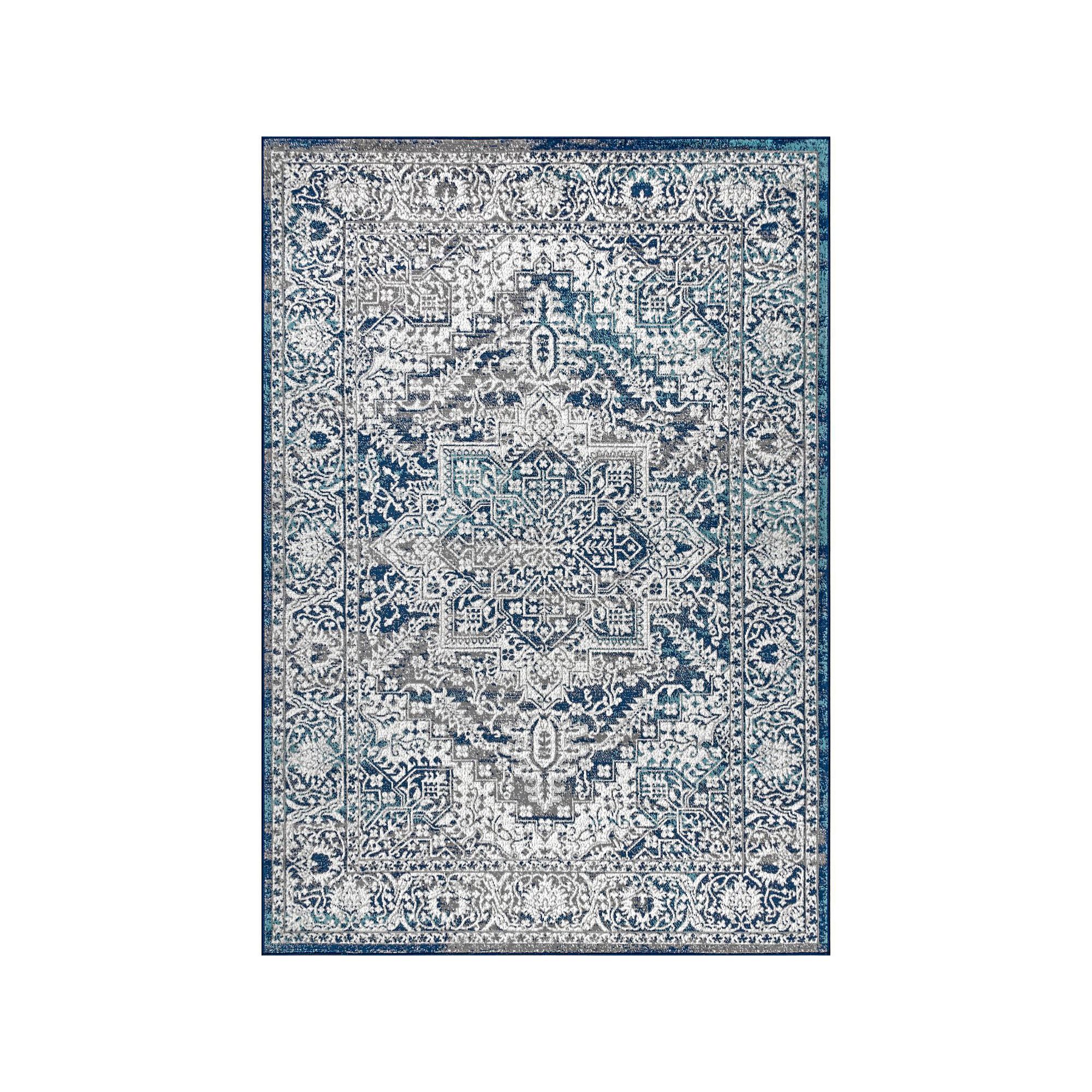 JONATHAN Y Modern Persian Vintage Medallion Rug, Navy Lt Gray