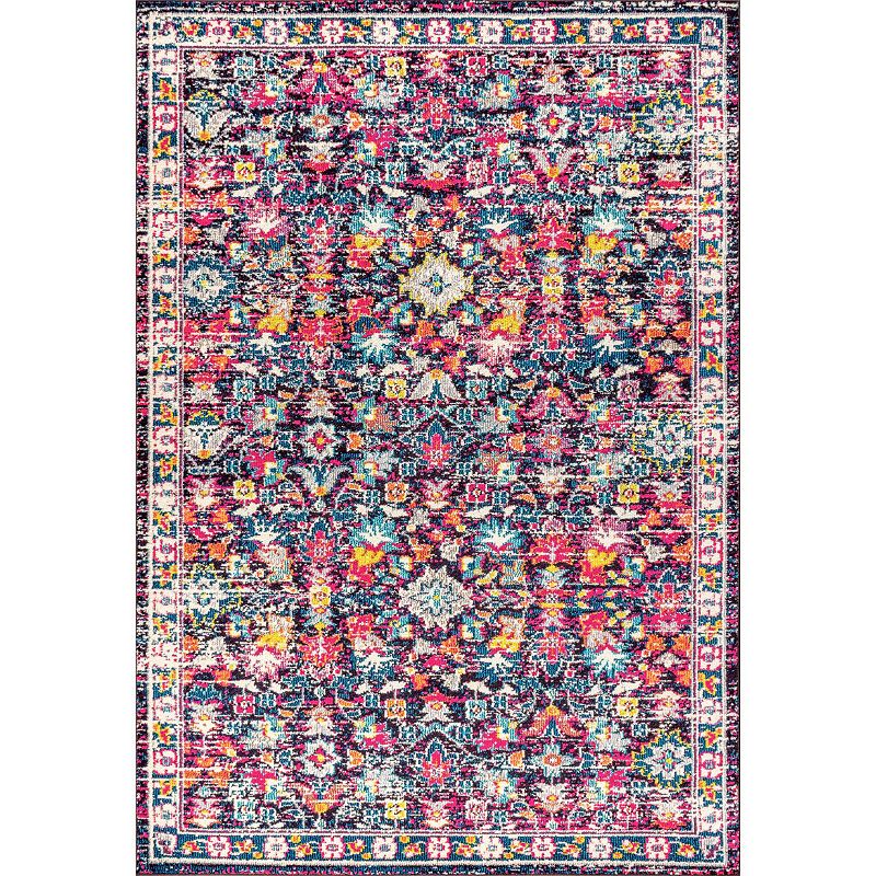 JONATHAN Y Modern Persian Boho Floral Rug, Purple, 8X10 Ft